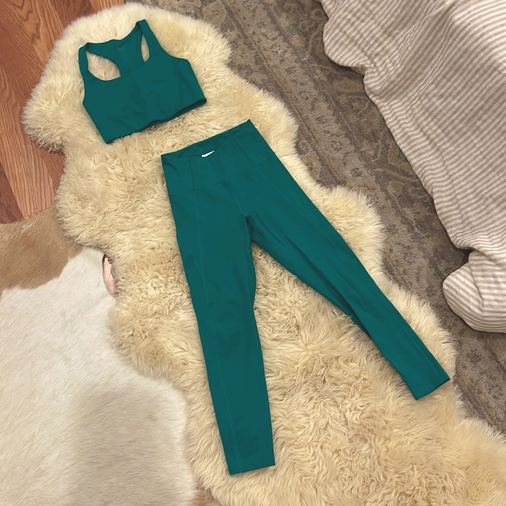 Girlfriend Collective Saguaro Green XS Set Compressive Bralette Leggings Paloma